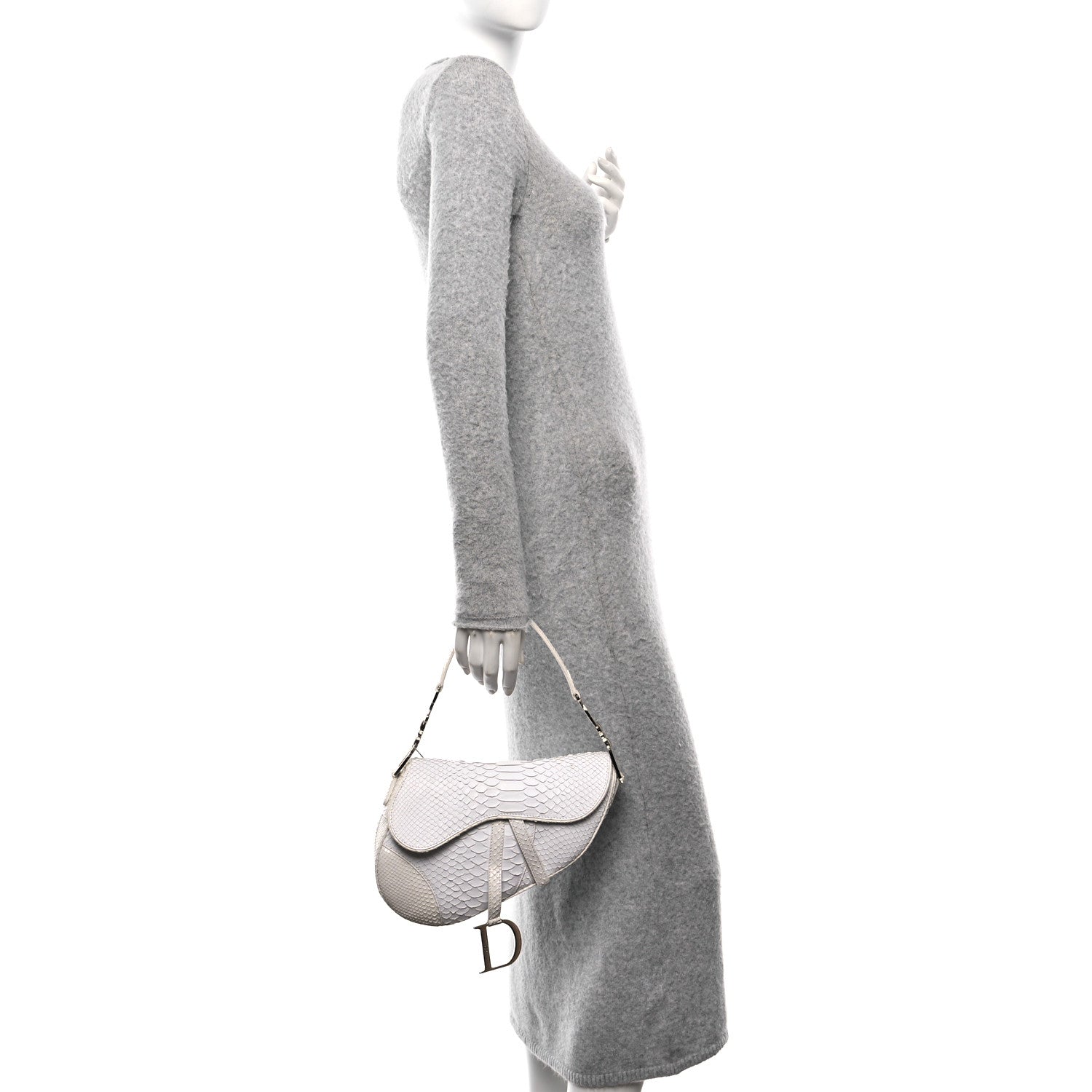 Christian Dior Snakeskin Saddle Bag White 2 of 12