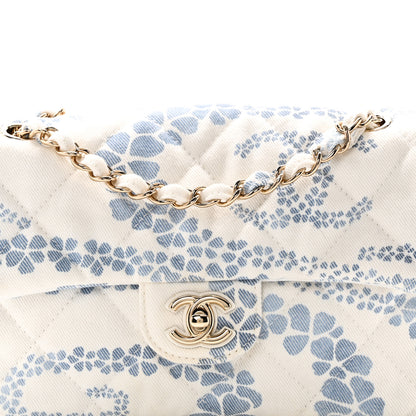 Chanel Printed Denim Coco Beach Quilted Small Single Flap Light Blue White 8 of 11
