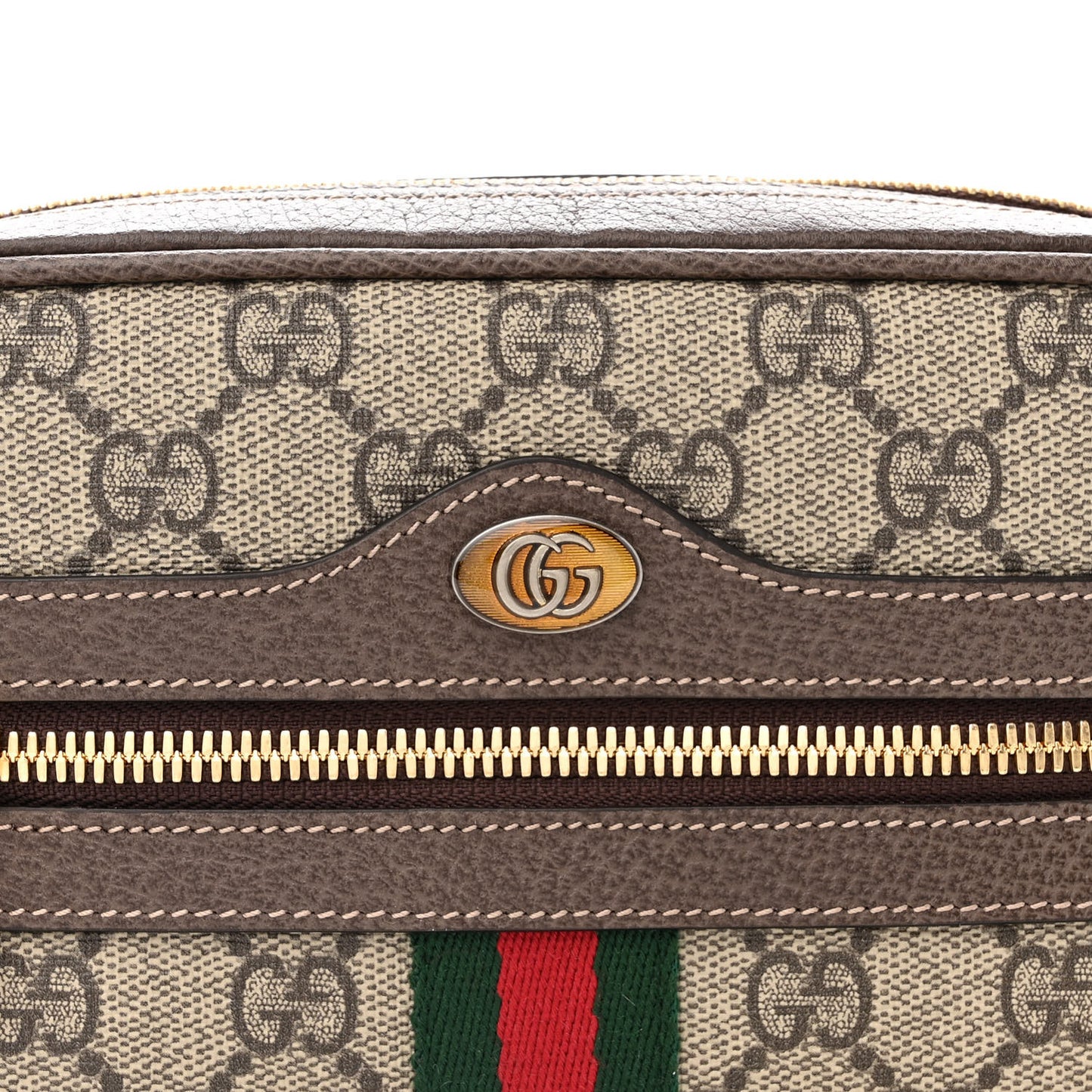 GG Supreme Monogram Web Small Ophidia Belt Bag 85 34 Dark Brown