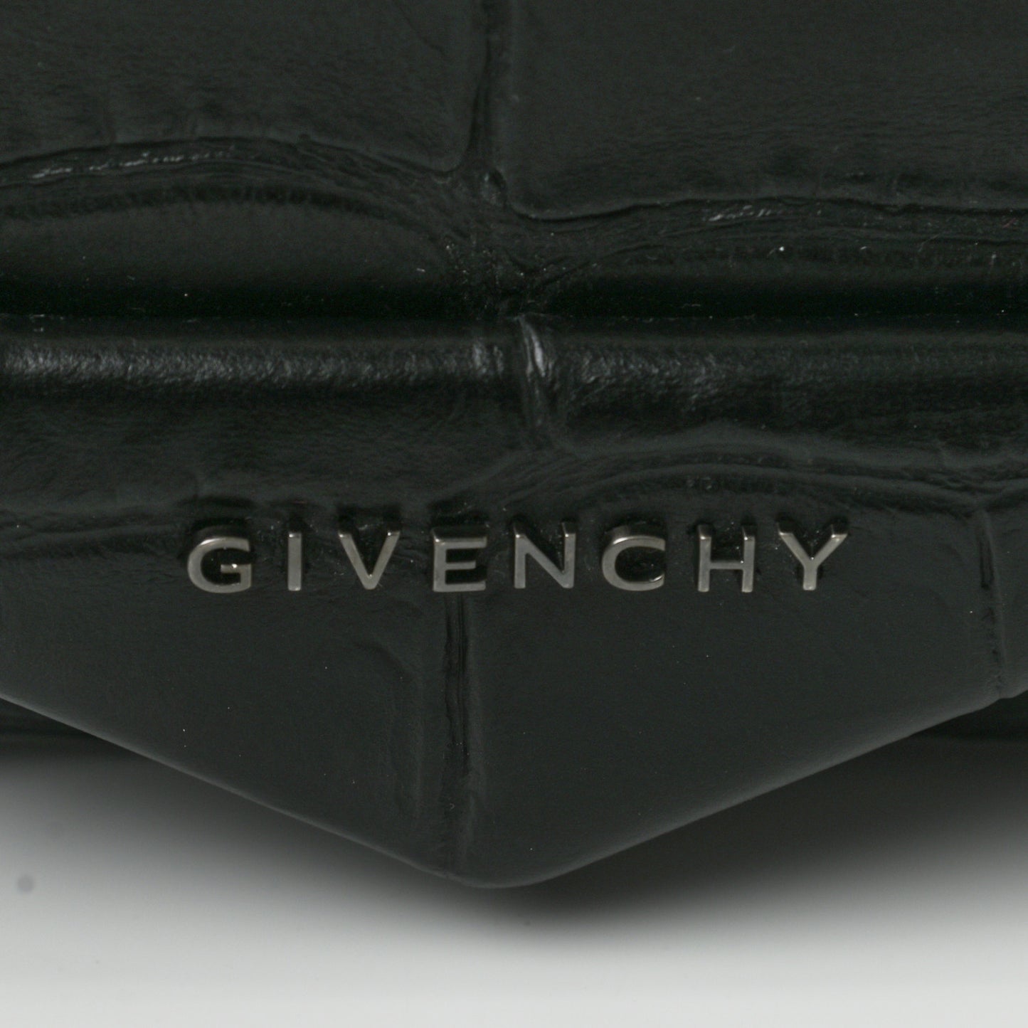 Calfskin Crocodile Embossed Antigona Evening Clutch Black