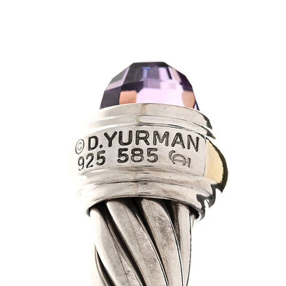 David Yurman Sterling Silver 14K Yellow Gold Amethyst 7mm Cable Classics Bracelet 3 of 3