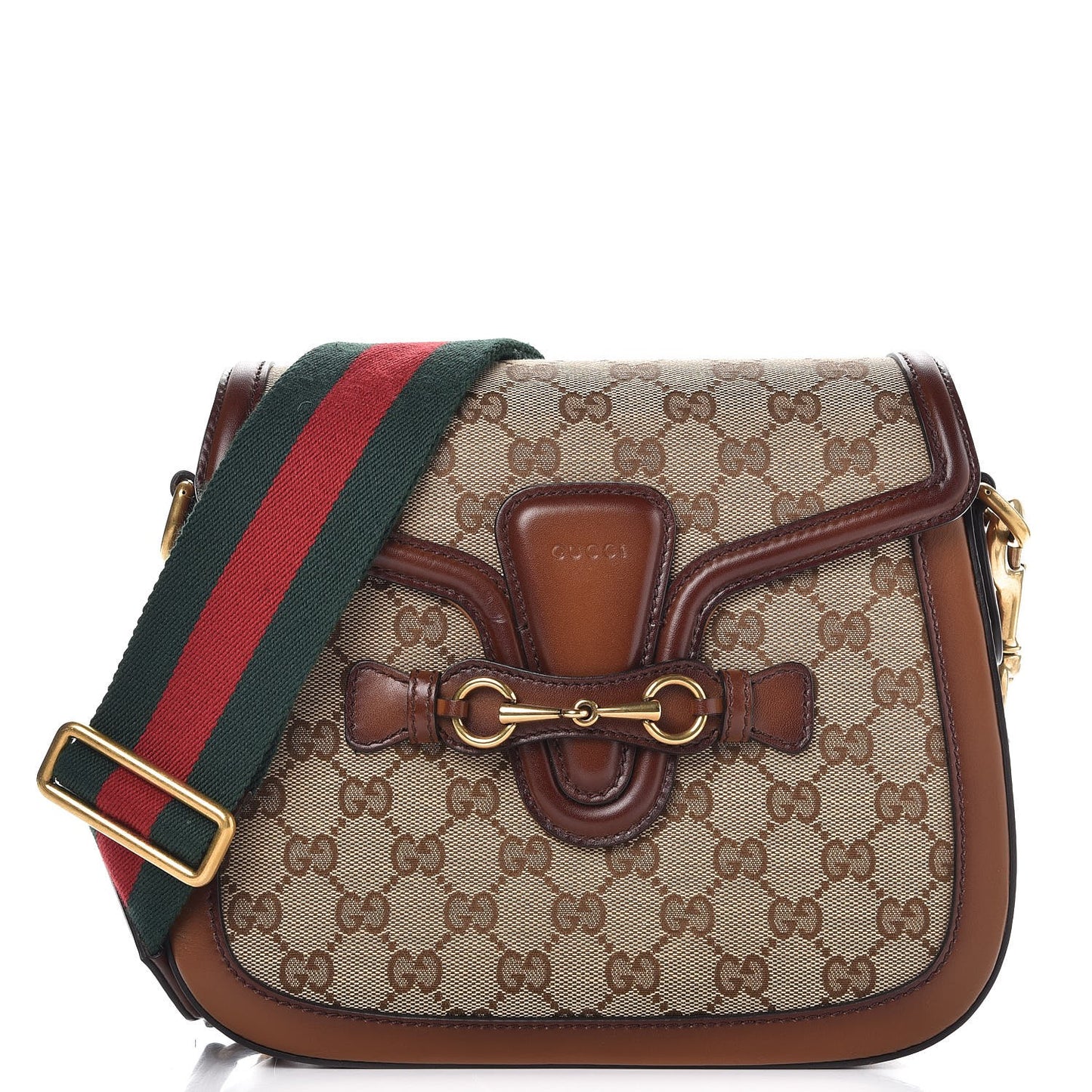 Monogram Medium Lady Web Shoulder Bag Beige Cuir