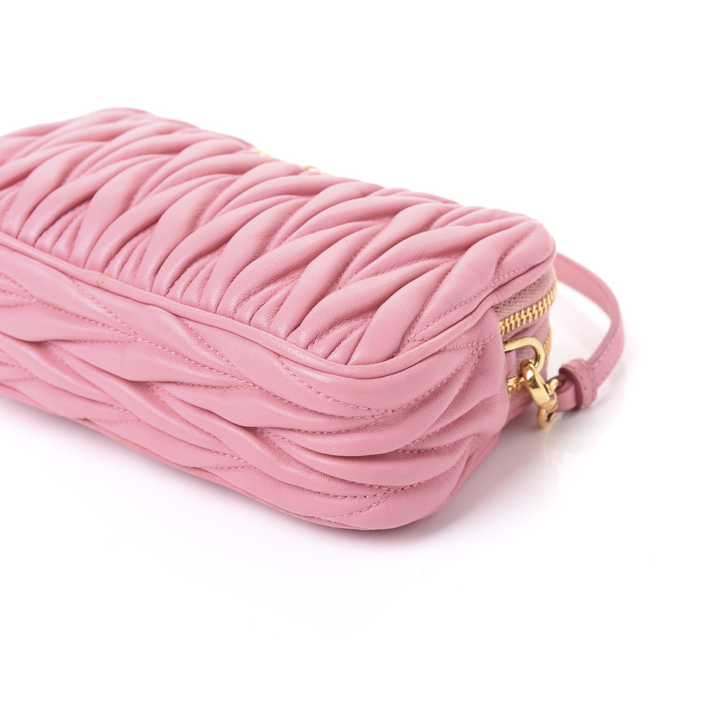 Miu Miu Nappa Matelasse Double Zip Pochette Clutch Rosa 9 of 9