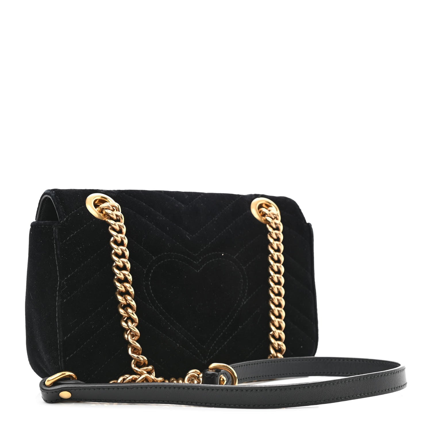 Gucci Velvet Matelasse Mini GG Marmont Shoulder Bag Black 3 of 13