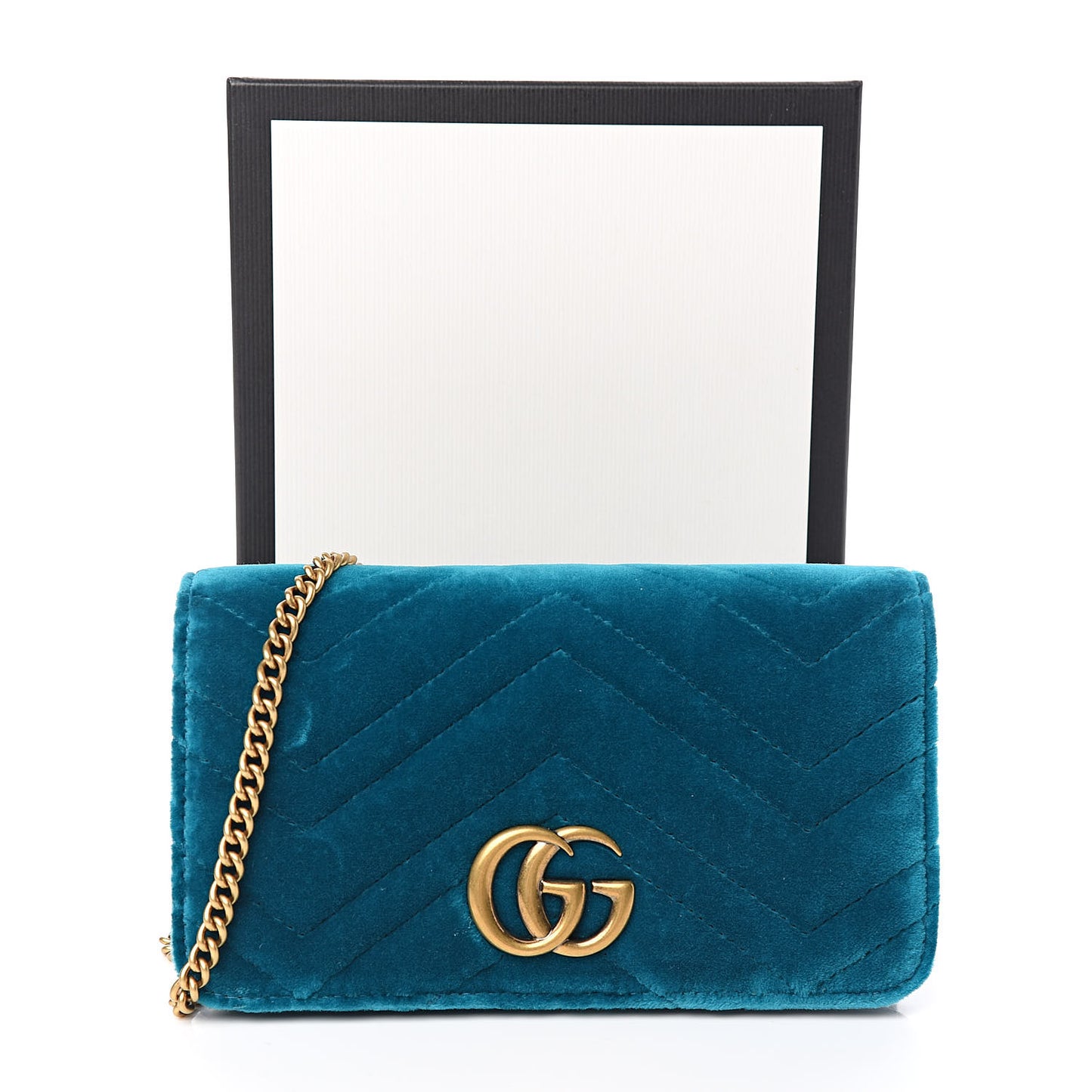 Velvet Matelasse GG Marmont Mini Bag Pavone Cyan