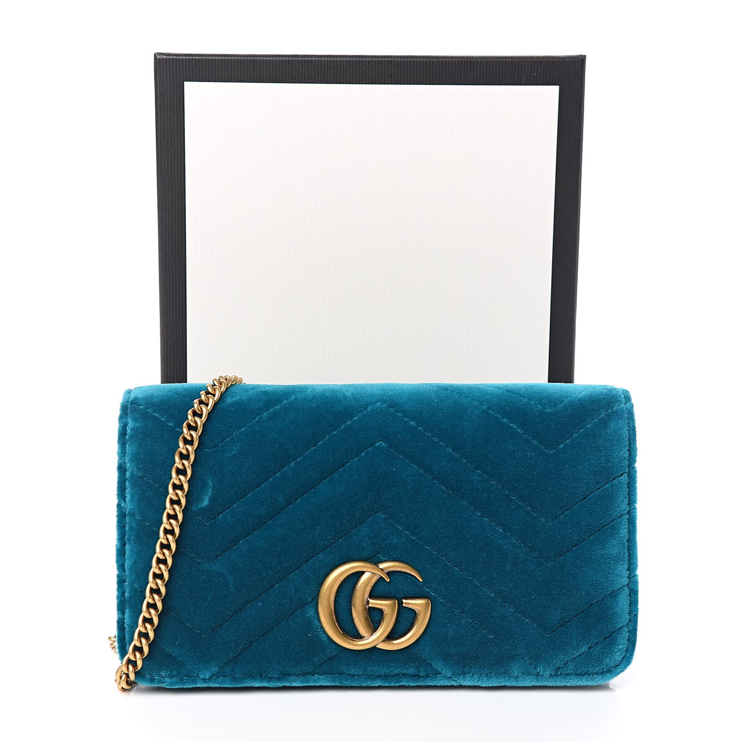 Gucci Velvet Matelasse GG Marmont Mini Bag Pavone Cyan 10 of 10