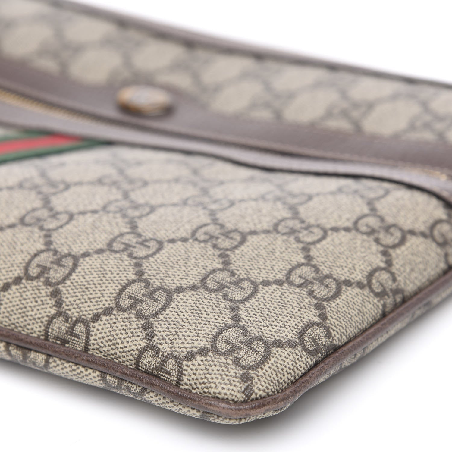 Gucci GG Supreme Monogram Large Ophidia Pouch Clutch Brown 14 of 15