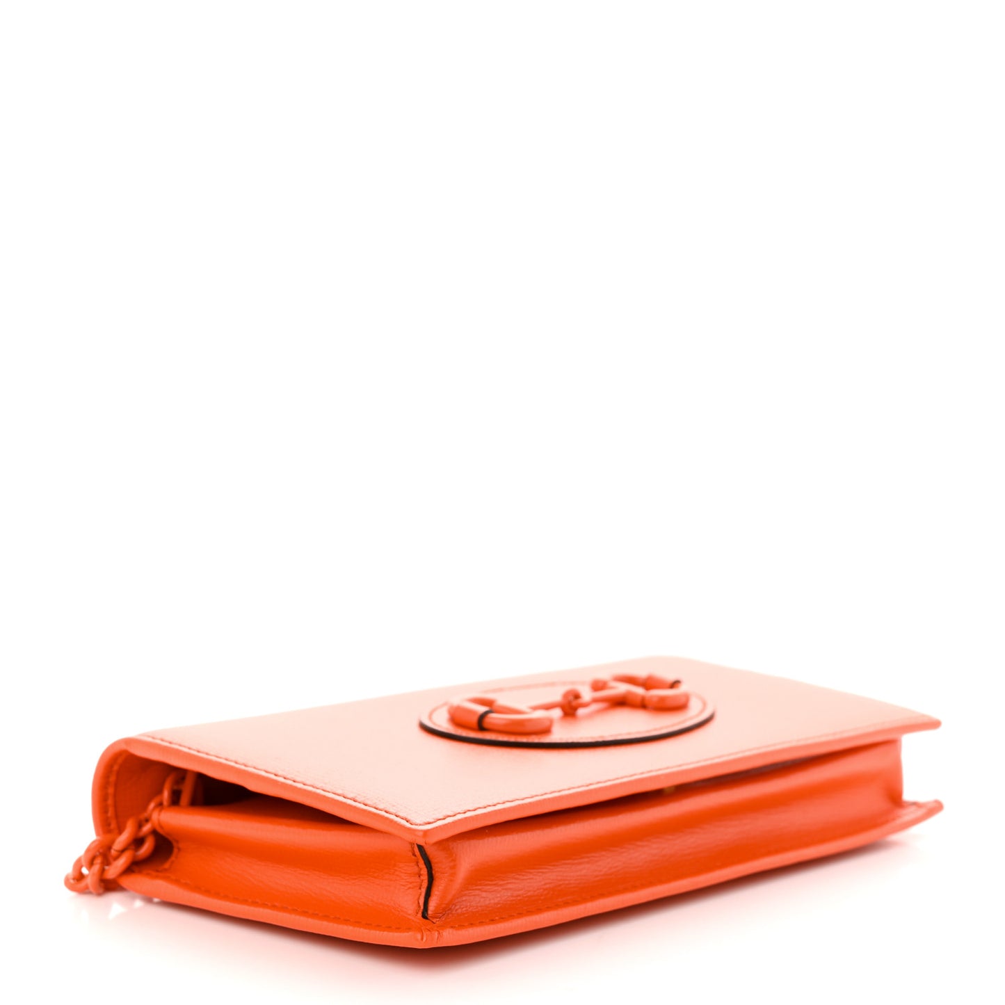 Azalea Calfskin Enamel Horsebit 1955 Wallet On Chain Deep Orange