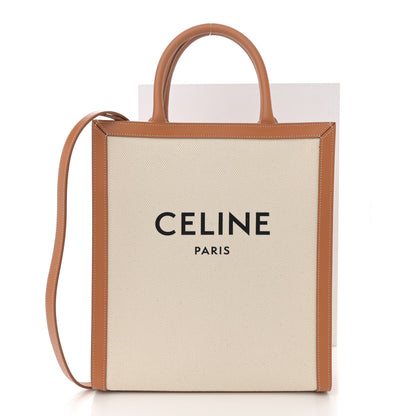 Celine Canvas Calfskin Logo Print Small Vertical Cabas Natural Tan 11 of 11