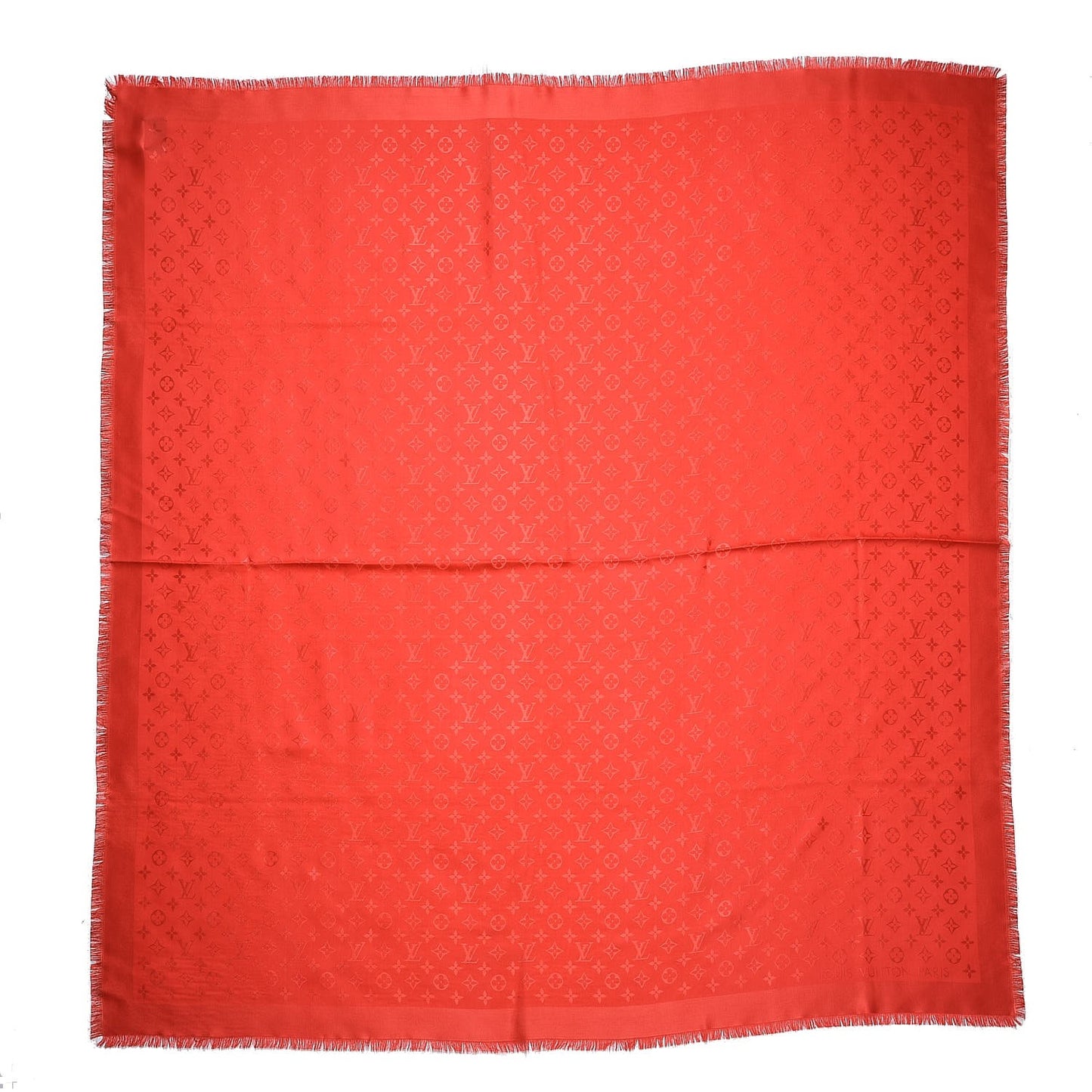 Silk Wool Monogram Shawl Coquelicot