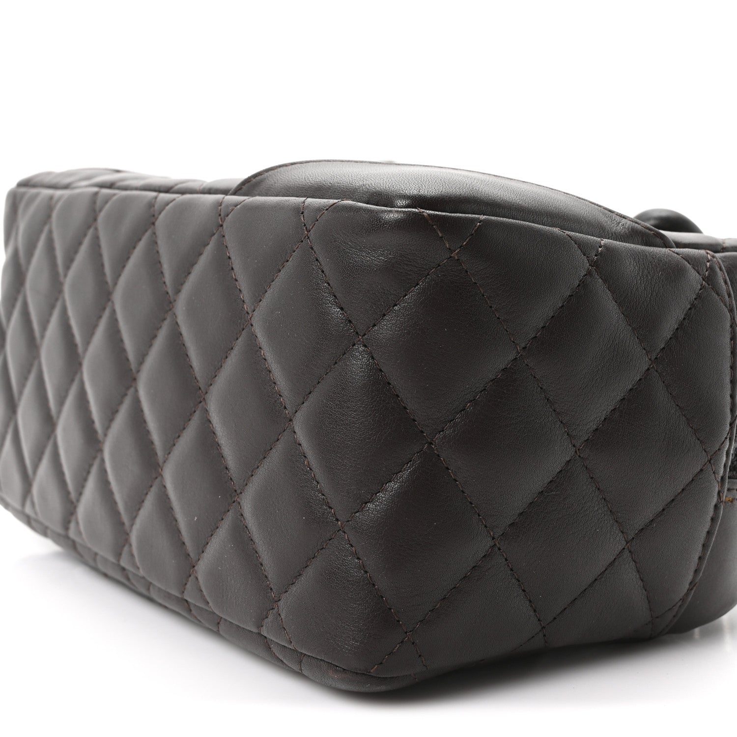 Chanel Calfskin Quilted Small Cambon Bowler Dark Brown 10 of 10