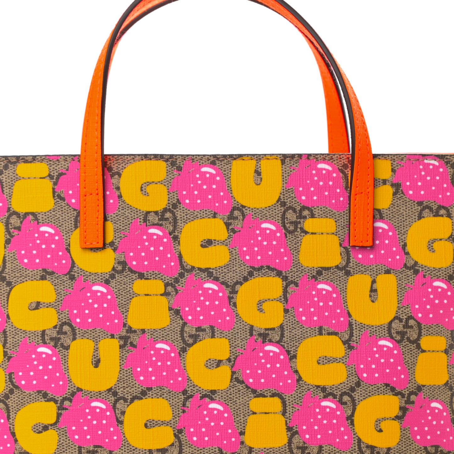 GG Supreme Monogram Childrens Strawberry Print Tote Multicolor