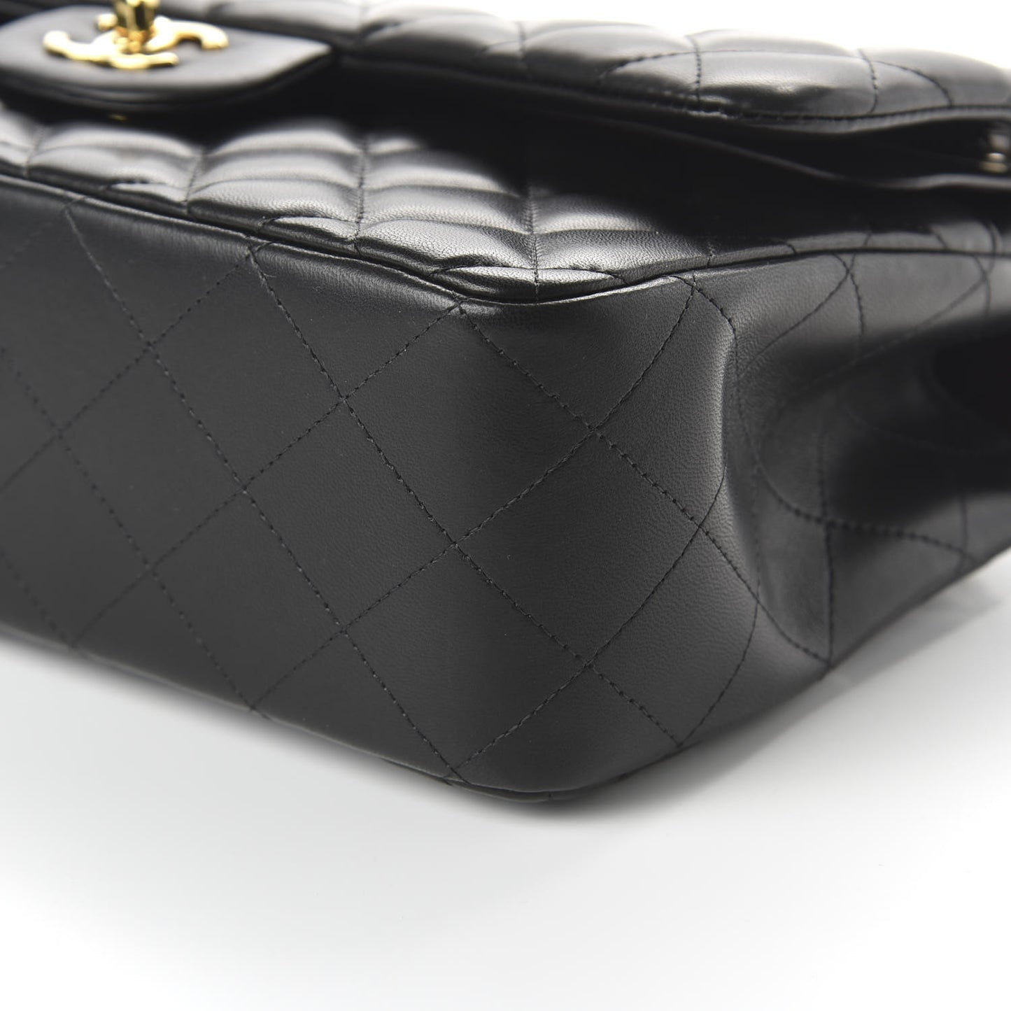 Lambskin Quilted Jumbo Double Flap Black