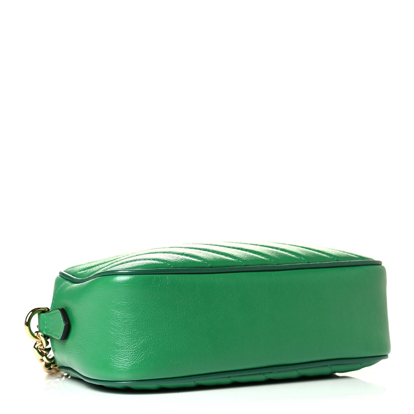 Azalea Calfskin Enamel Matelasse Diagonal Small Torchon GG Marmont Chain Shoulder Bag New Shamarock Emerald