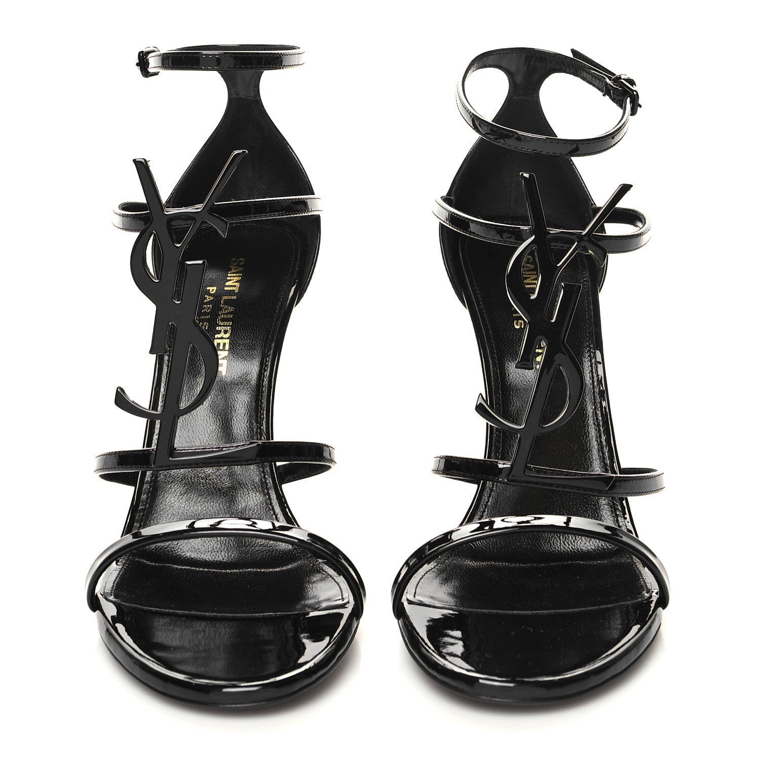 Saint Laurent Calfskin Cassandra 100 Ankle Strap Sandals 37 Black 2 of 9