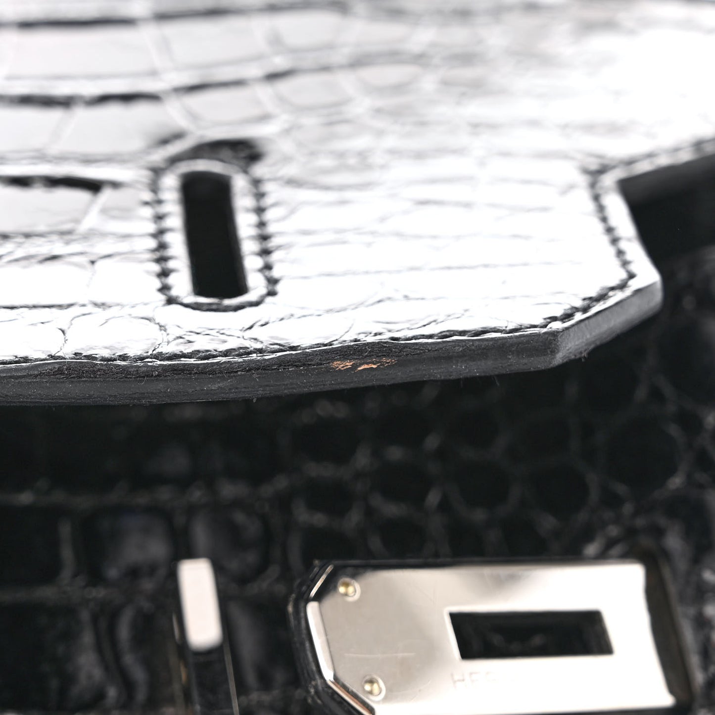 Shiny Porosus Crocodile Birkin 35 Black