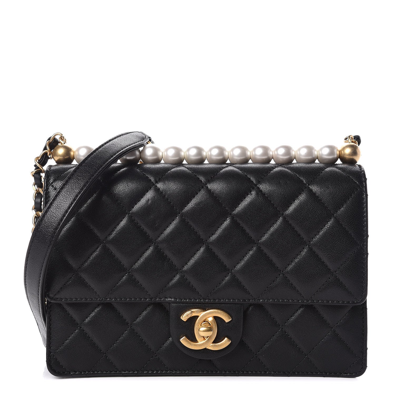 Chanel Lambskin Quilted Small Chic Pearls Flap Black 1 of 12