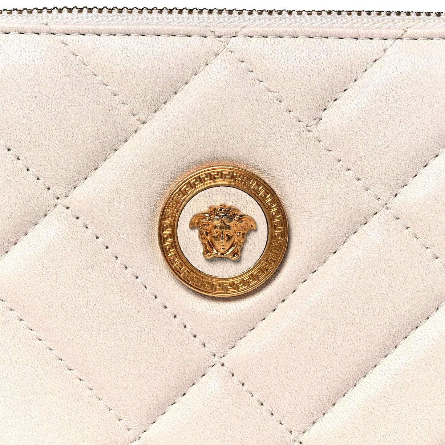 Calfskin Quilted Tribute Icon Crossbody Flat Pouch White