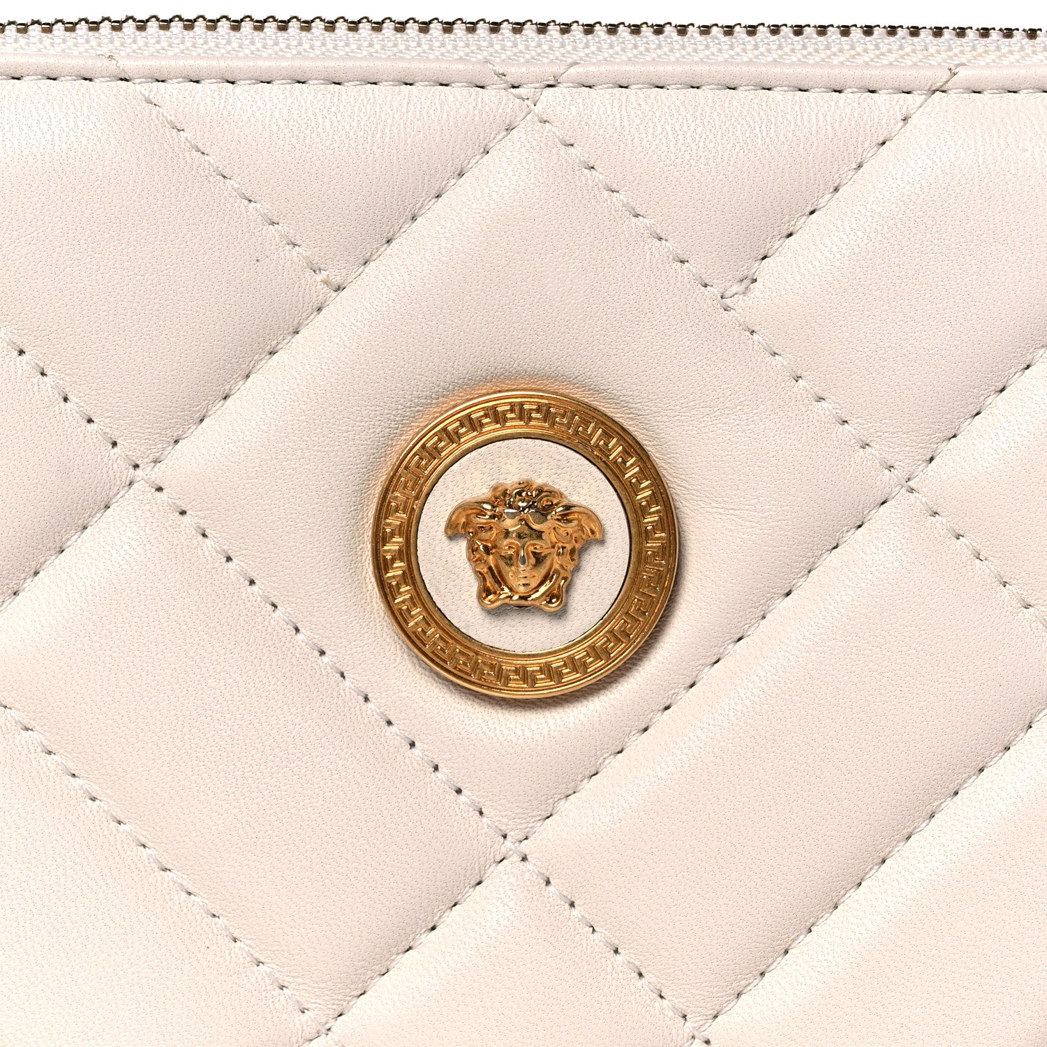 Versace Calfskin Quilted Tribute Icon Crossbody Flat Pouch White 7 of 13