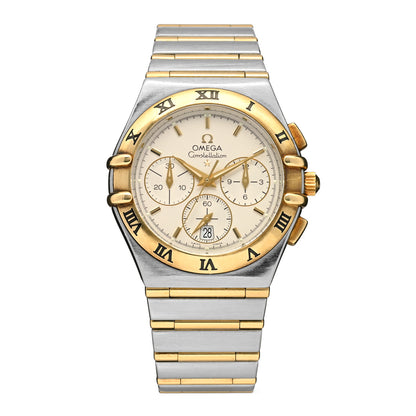 Omega Stainless Steel 18K Yellow Gold 37mm Constellation Chronograph Quartz Watch White 1242.30.00 1 of 4