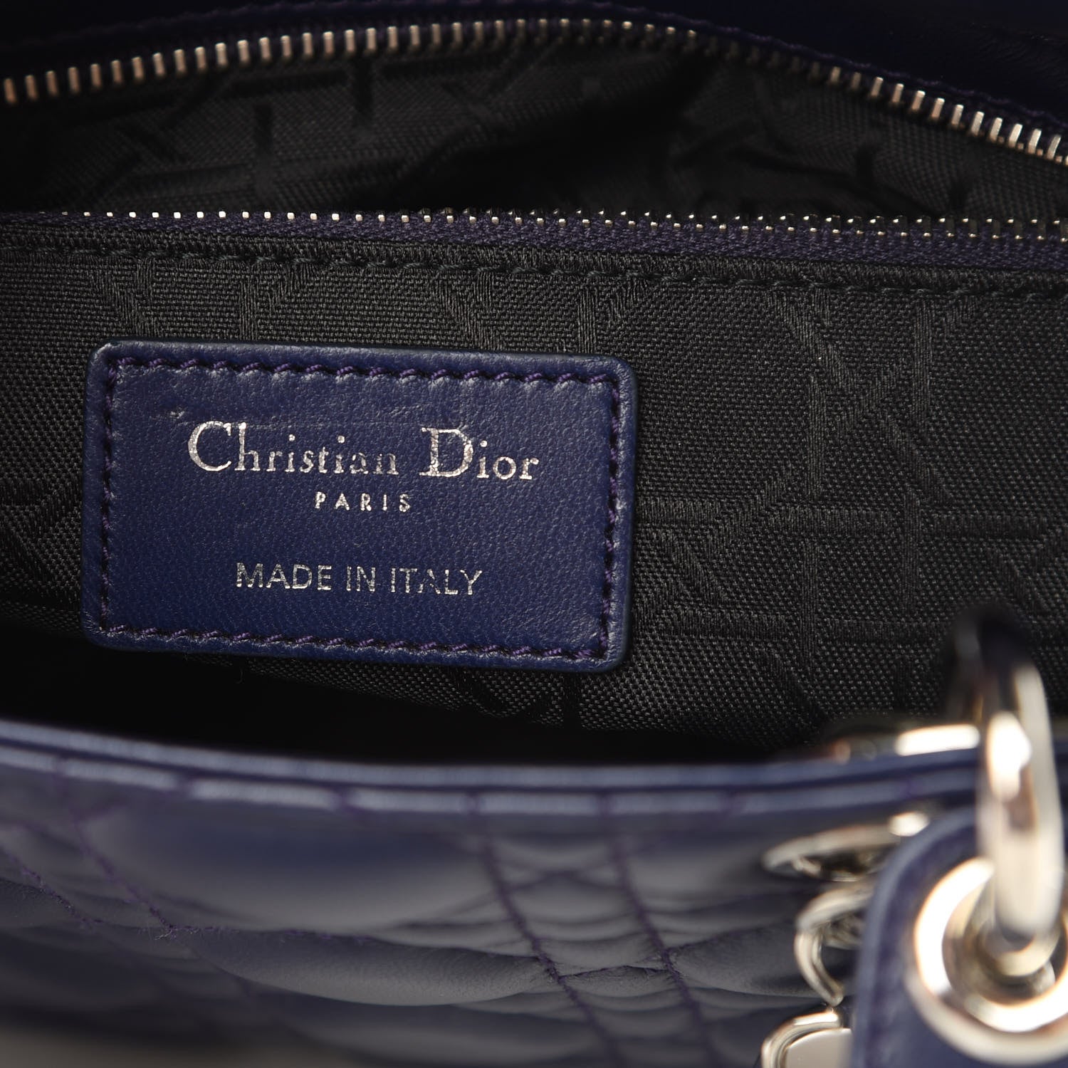 Christian Dior Lambskin Cannage Small Lucky Badges My Lady Dior Navy 6 of 13
