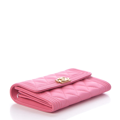 Chanel Lambskin Quilted Medium Boy Flap Wallet Pink 4 of 9