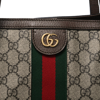 Gucci GG Supreme Monogram Textured Calfskin Web Medium Ophidia Shopping Tote Beige Ebony New Acero 8 of 12