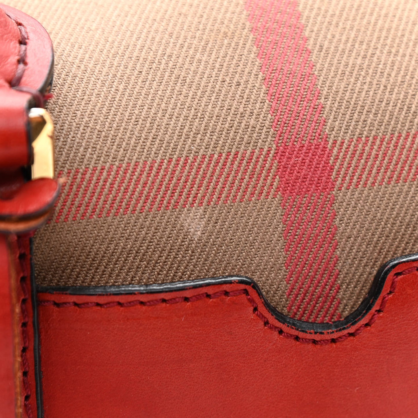 House Check Bridle Calfskin Small Alchester Bowling Bag Red
