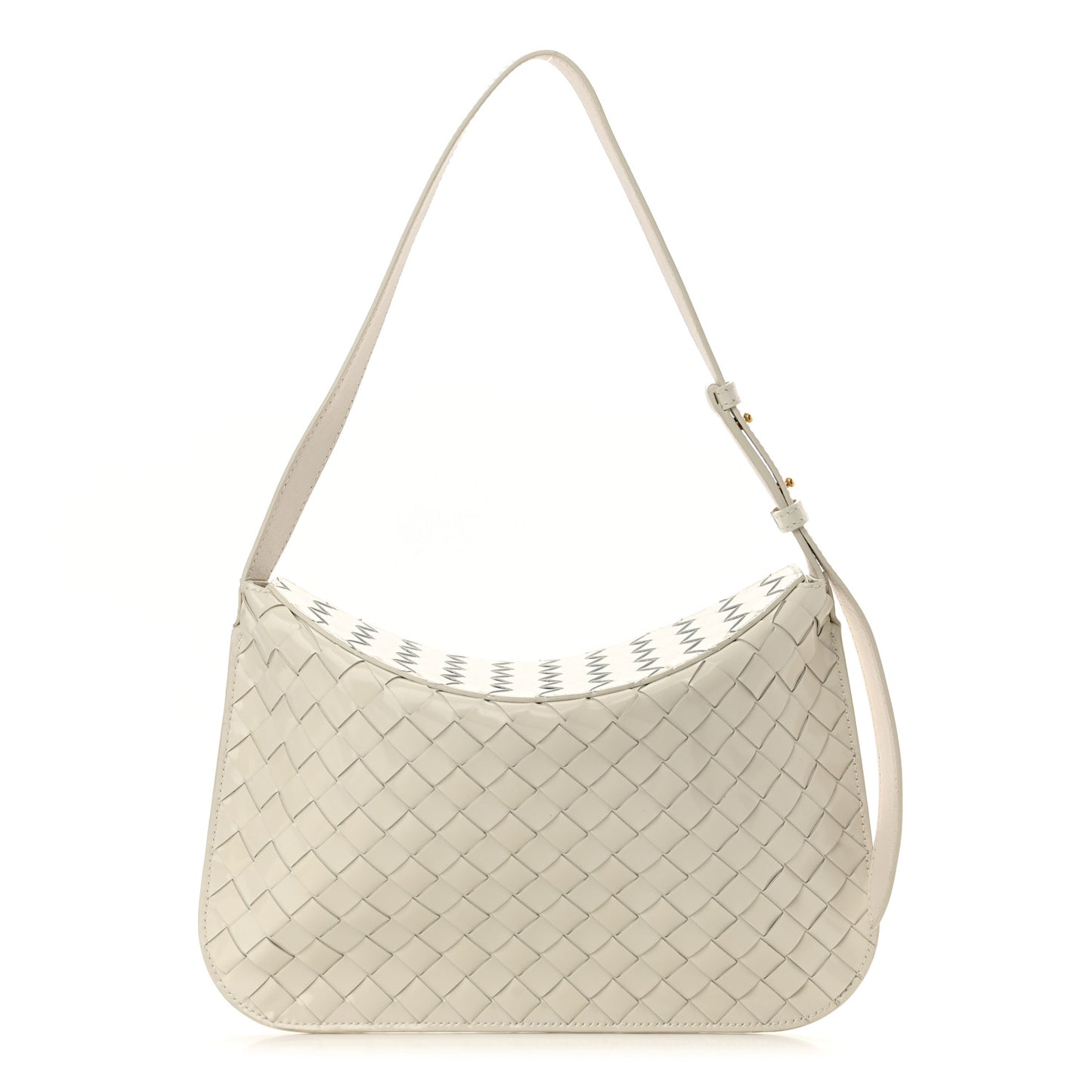 Brushed Calfskin Intrecciato Cradle Fold Over Shoulder Bag White