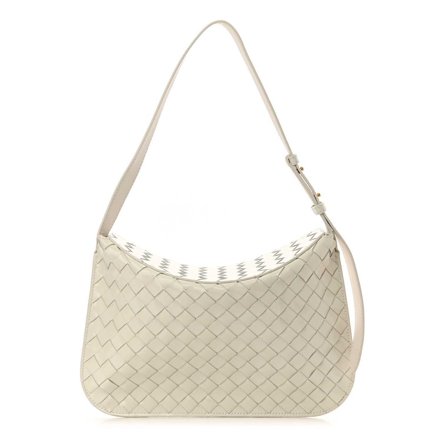 Bottega Veneta Brushed Calfskin Intrecciato Cradle Fold Over Shoulder Bag White 1 of 9