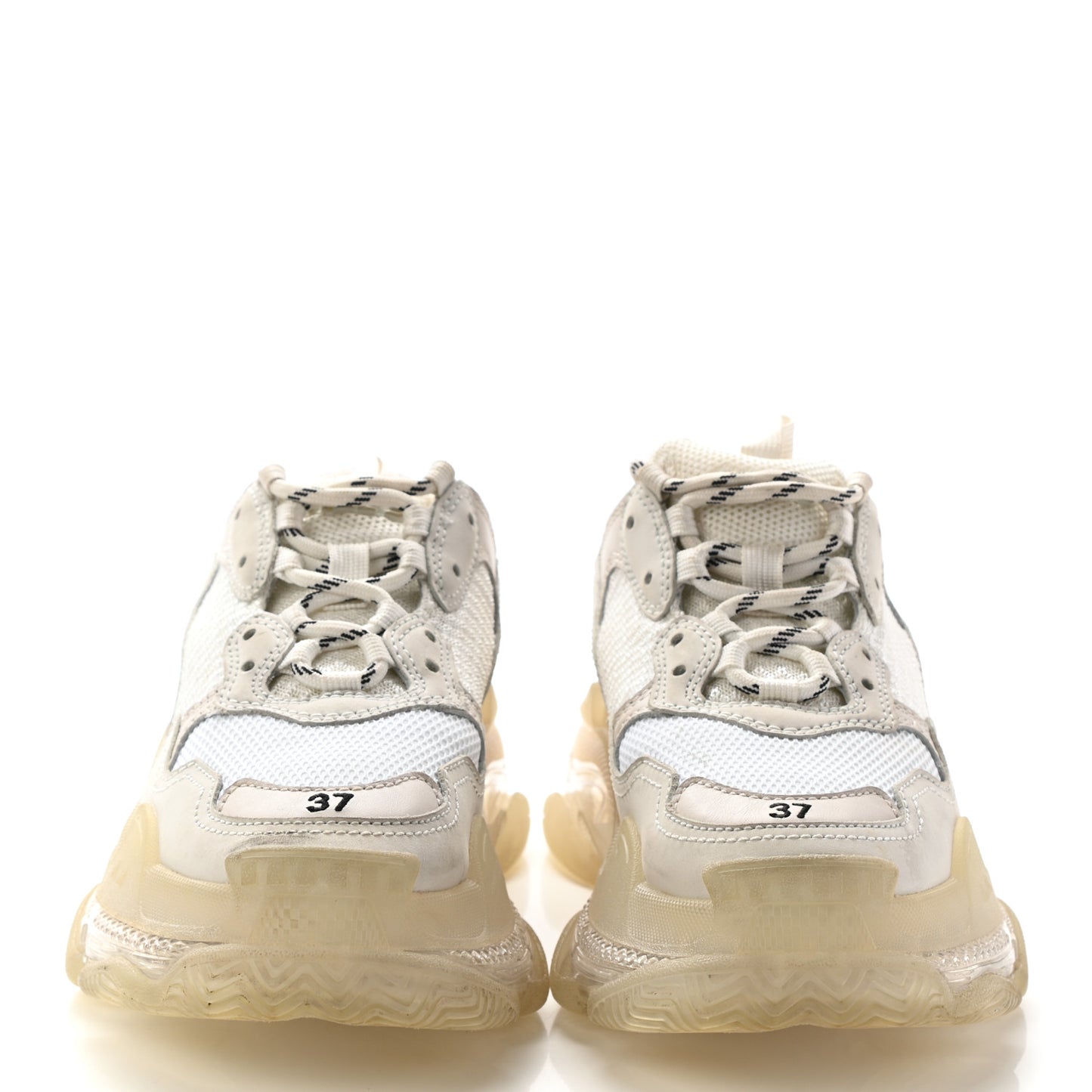 Fabric Mesh Clear Sole Womens Triple S Sneakers 37 White