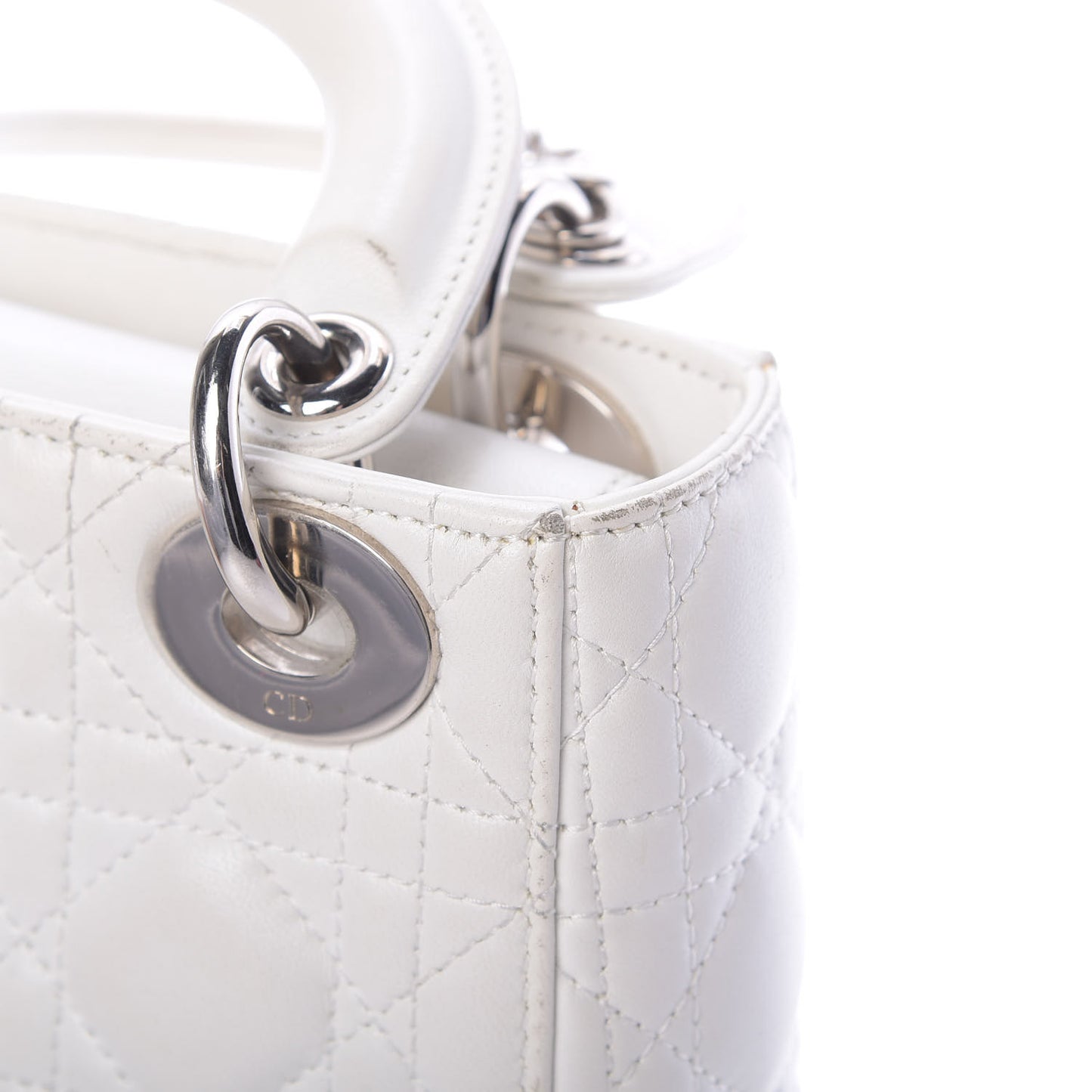 Lambskin Cannage Mini Lady Dior White