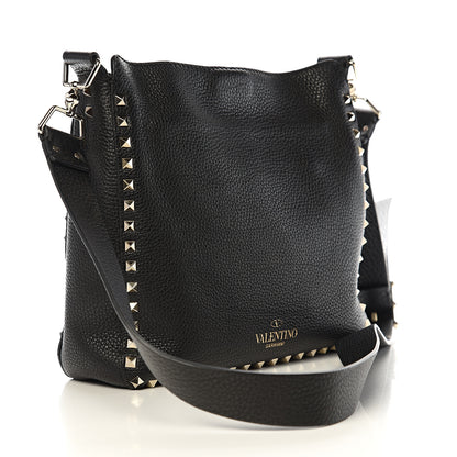 Valentino Garavani Pebbled Calfskin Small Rockstud Flip-Lock Messenger Bag Black 2 of 8