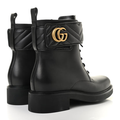 Gucci Flores Calfskin Nappa Matelasse GG 40mm Ankle Boots 40 Black 4 of 8