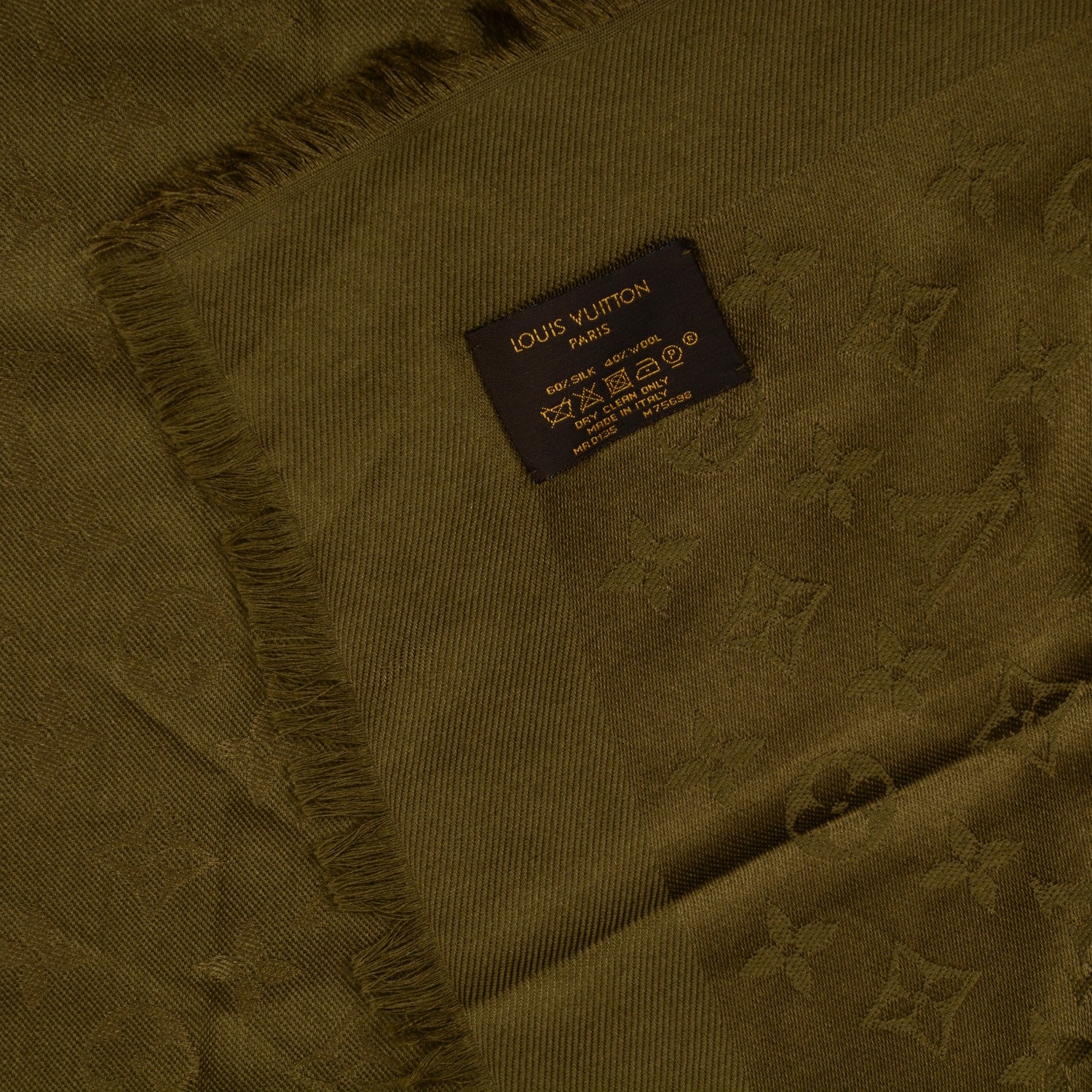 Louis Vuitton Silk Wool Monogram Shawl Kaki 5 of 5