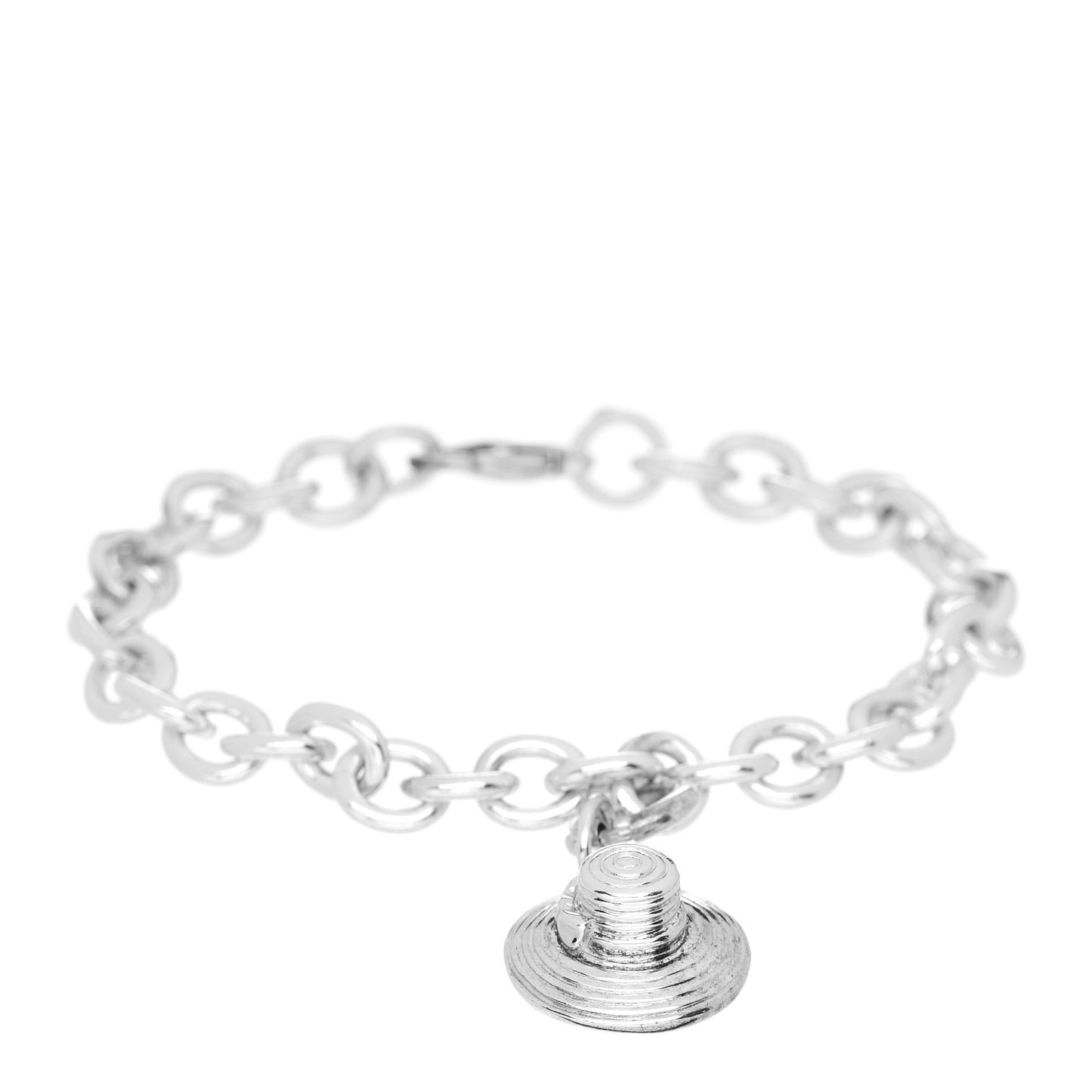 Sterling Silver Straw Hat Charm Bracelet