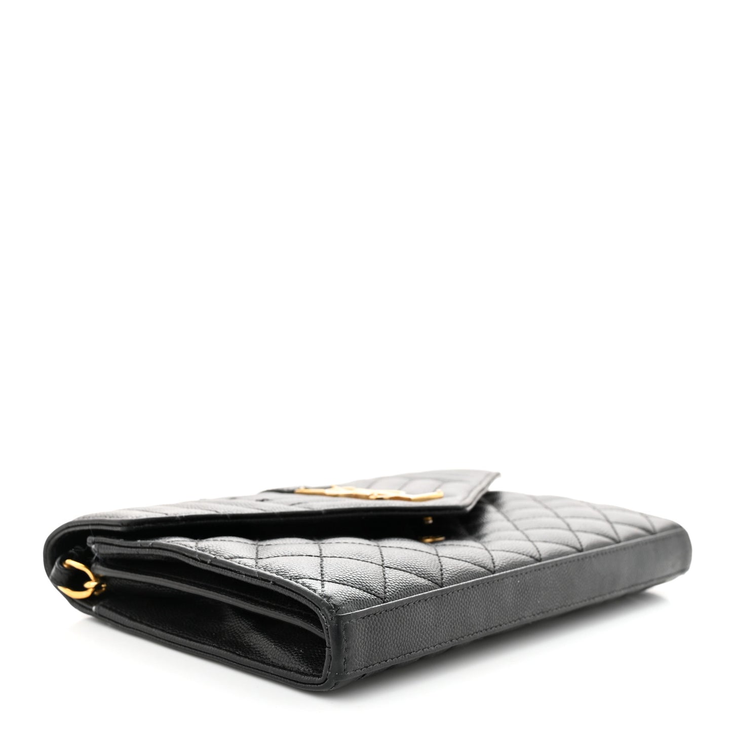 Grain De Poudre Mixed Matelasse Triquilt Monogram Chain Wallet Black