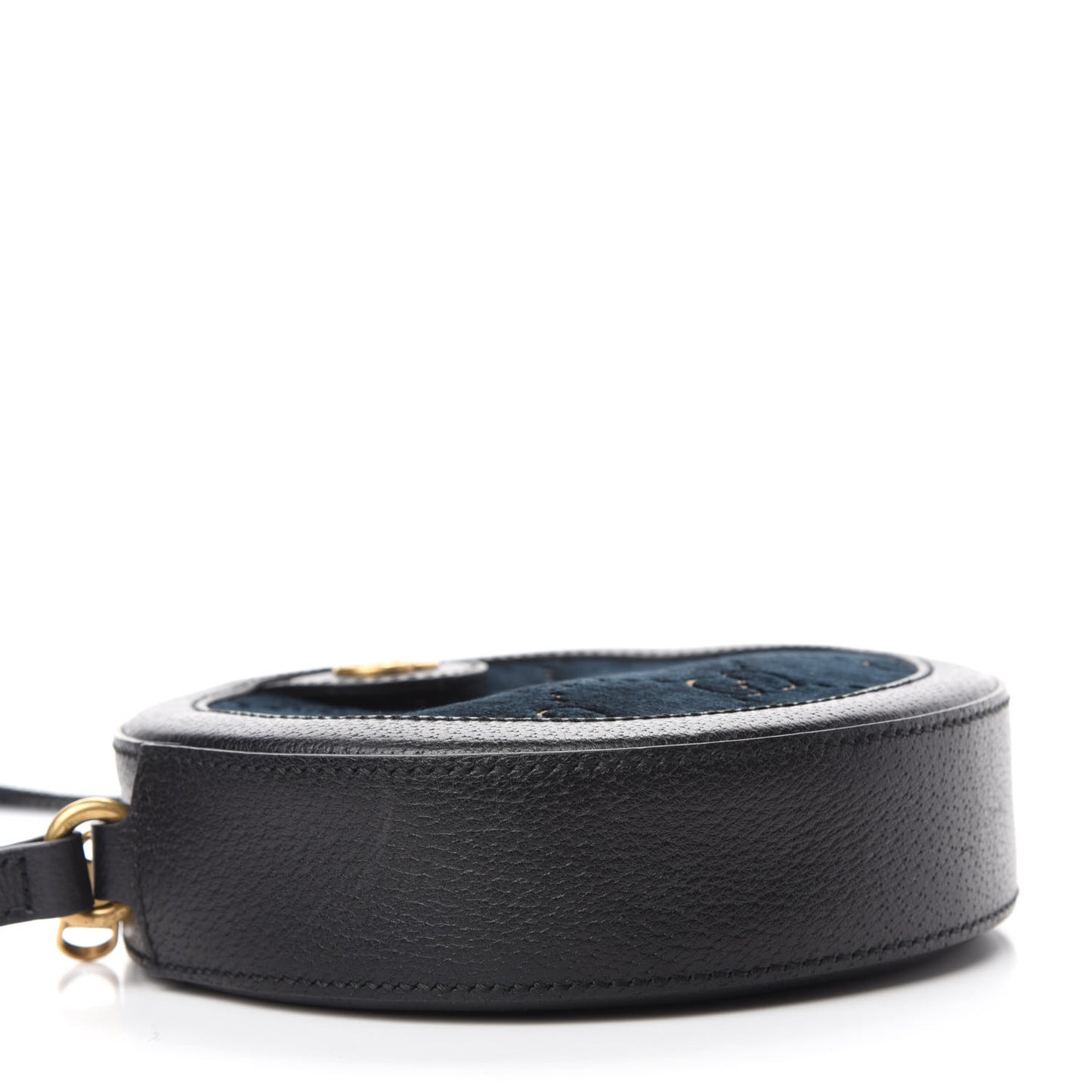 Velvet GG Monogram Calfskin Round Shoulder Bag Blue Beige