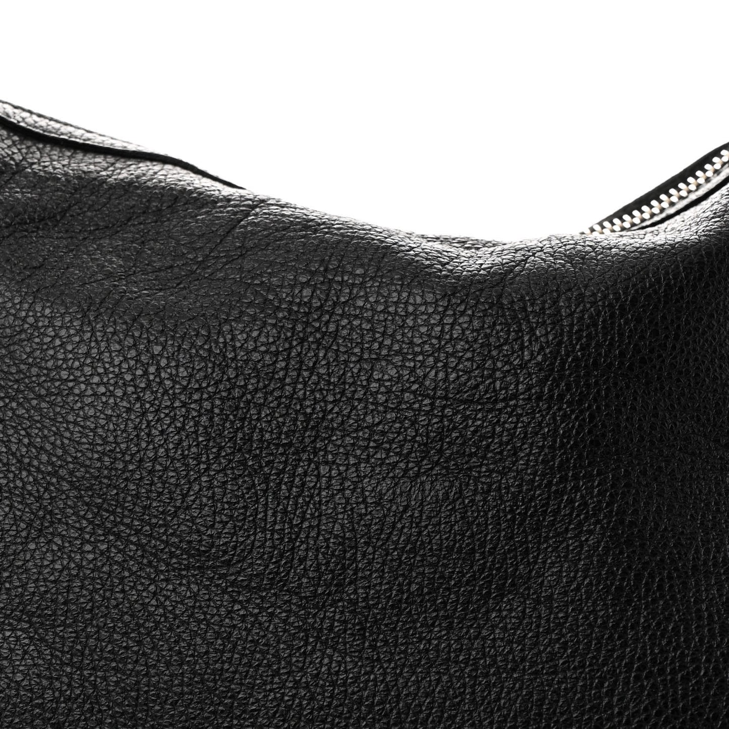 Grained Calfskin Bamboo Bar Hobo Black