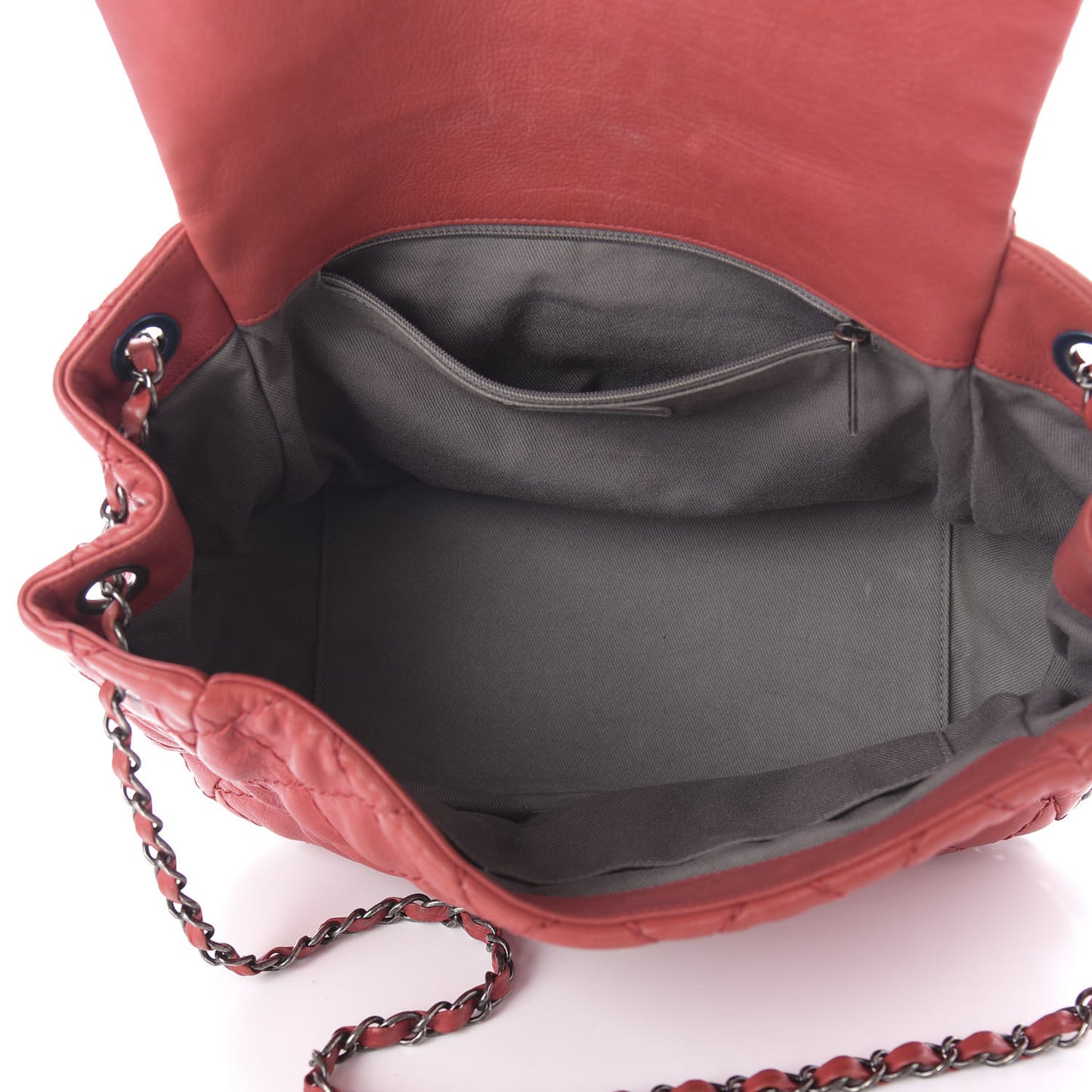 Calfskin Stitch It Accordion Flap Red