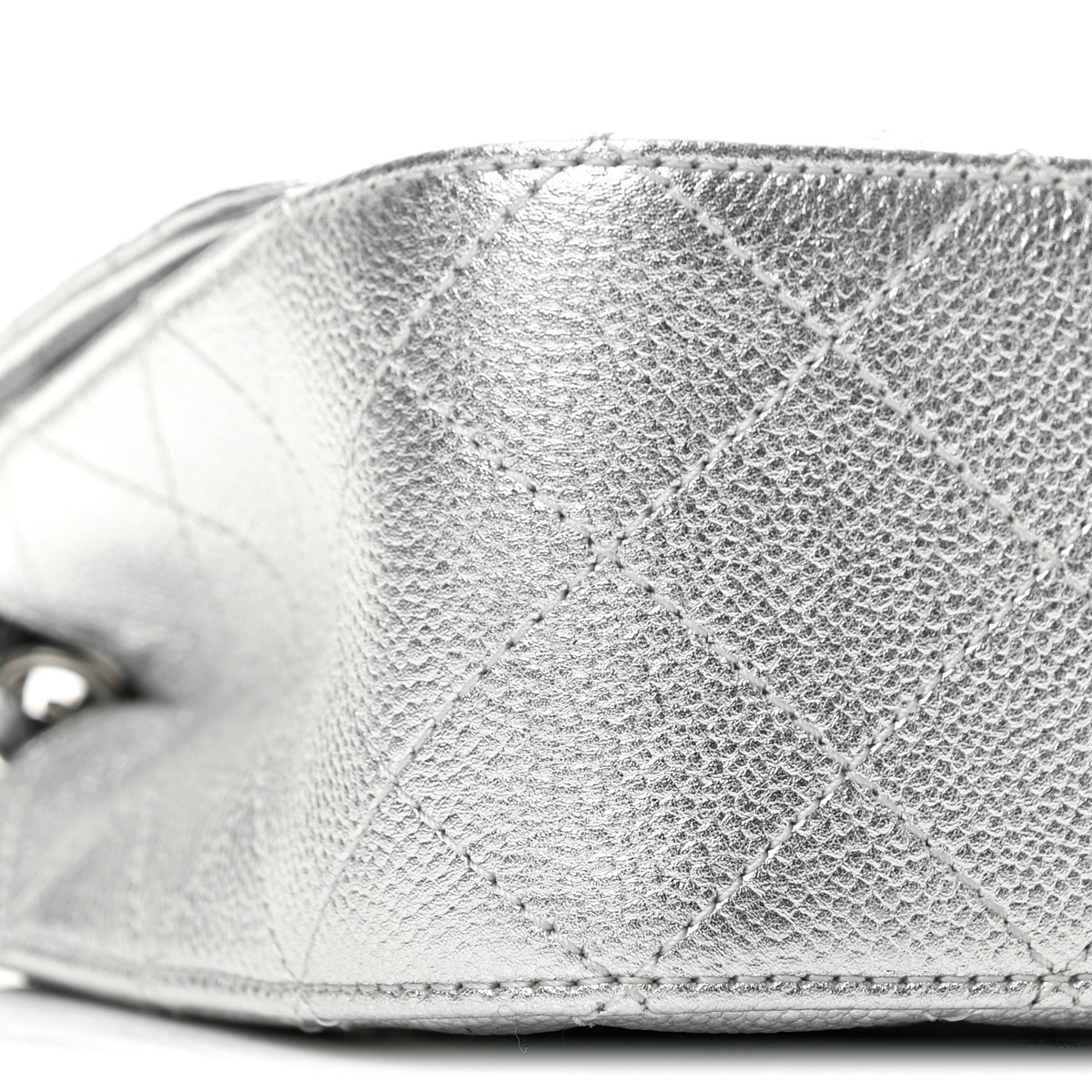 Chanel Metallic Caviar Quilted Medium CC Slide Flap Silver 9 of 12