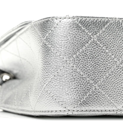 Chanel Metallic Caviar Quilted Medium CC Slide Flap Silver 9 of 12