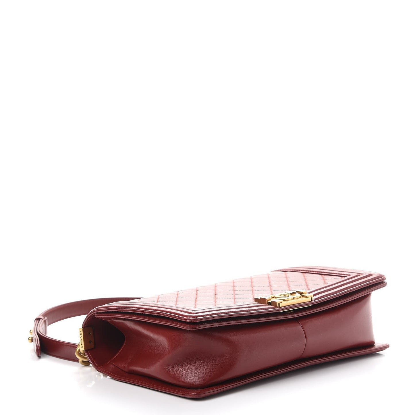 Lambskin Quilted New Medium Boy Flap Dark Red