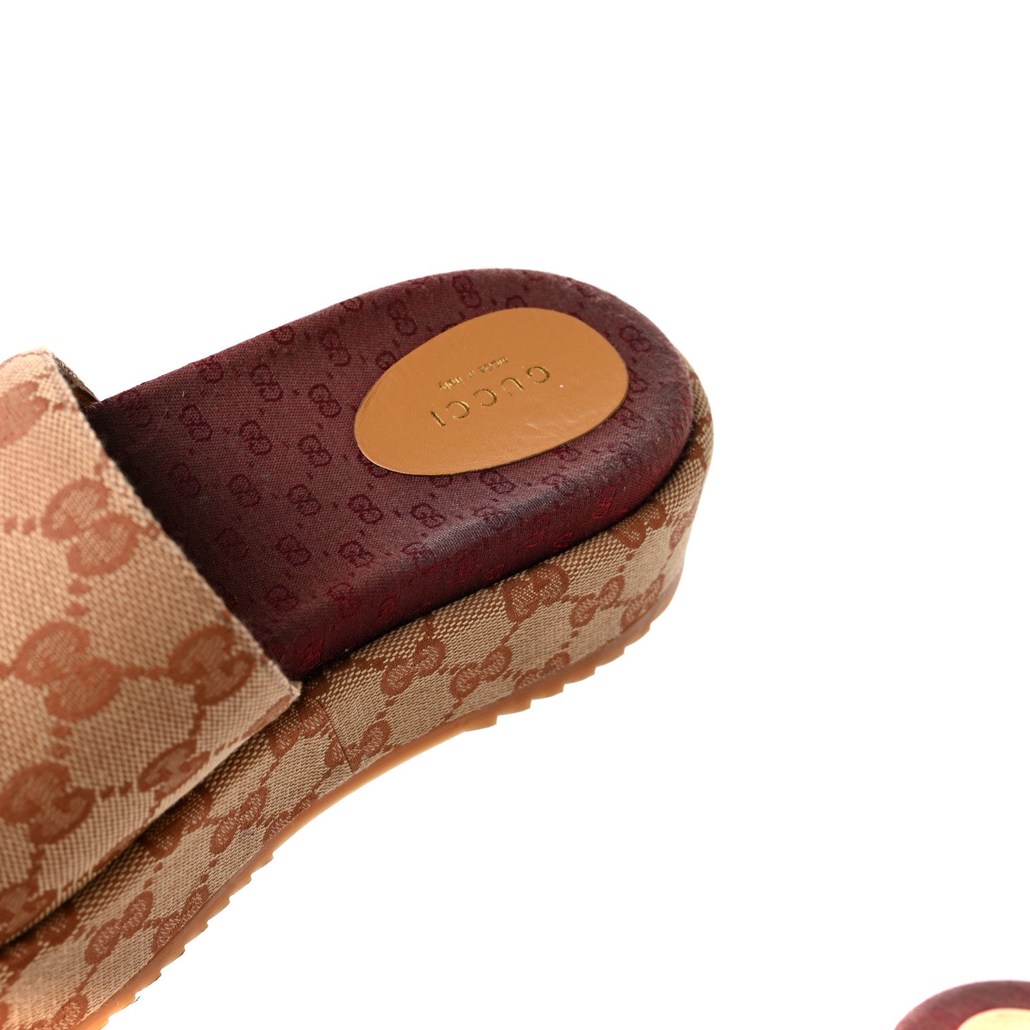Gucci Canvas GG Monogram Angelina Platform Slide Sandals 39.5 Beige Ruggine 8 of 9