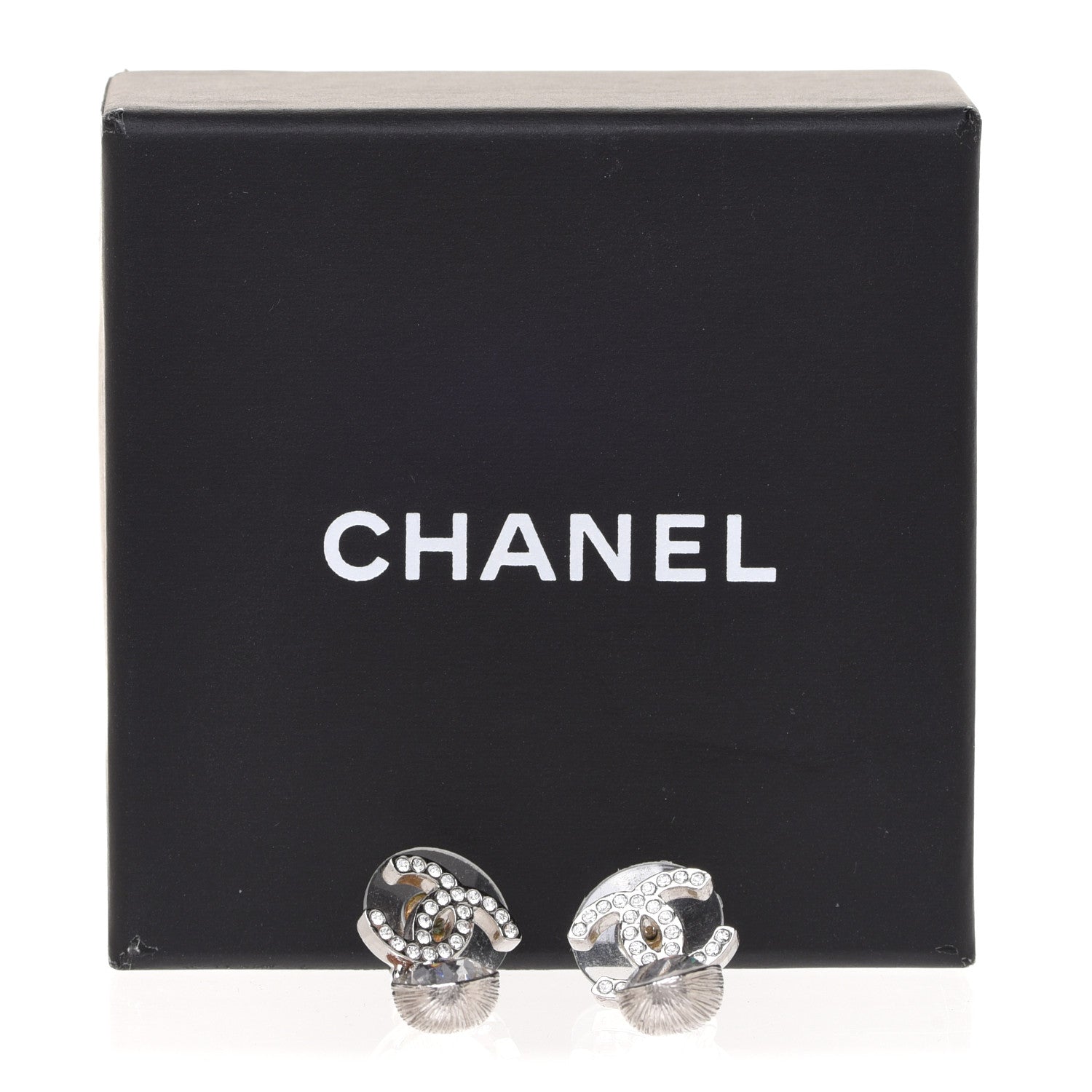 Chanel Crystal CC Teardrop Earrings Silver 5 of 5