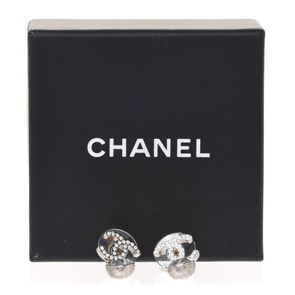 Chanel Crystal CC Teardrop Earrings Silver 5 of 5