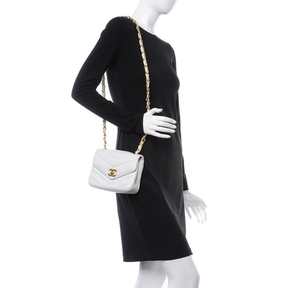 Chanel Lambskin Chevron Quilted Mini Square Flap White 2 of 16