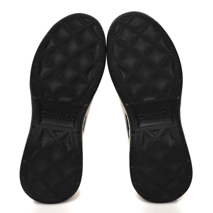 Chanel Velvet Calfskin Mixed Fibers CC Sneakers 37.5 Ivory Black 5 of 8