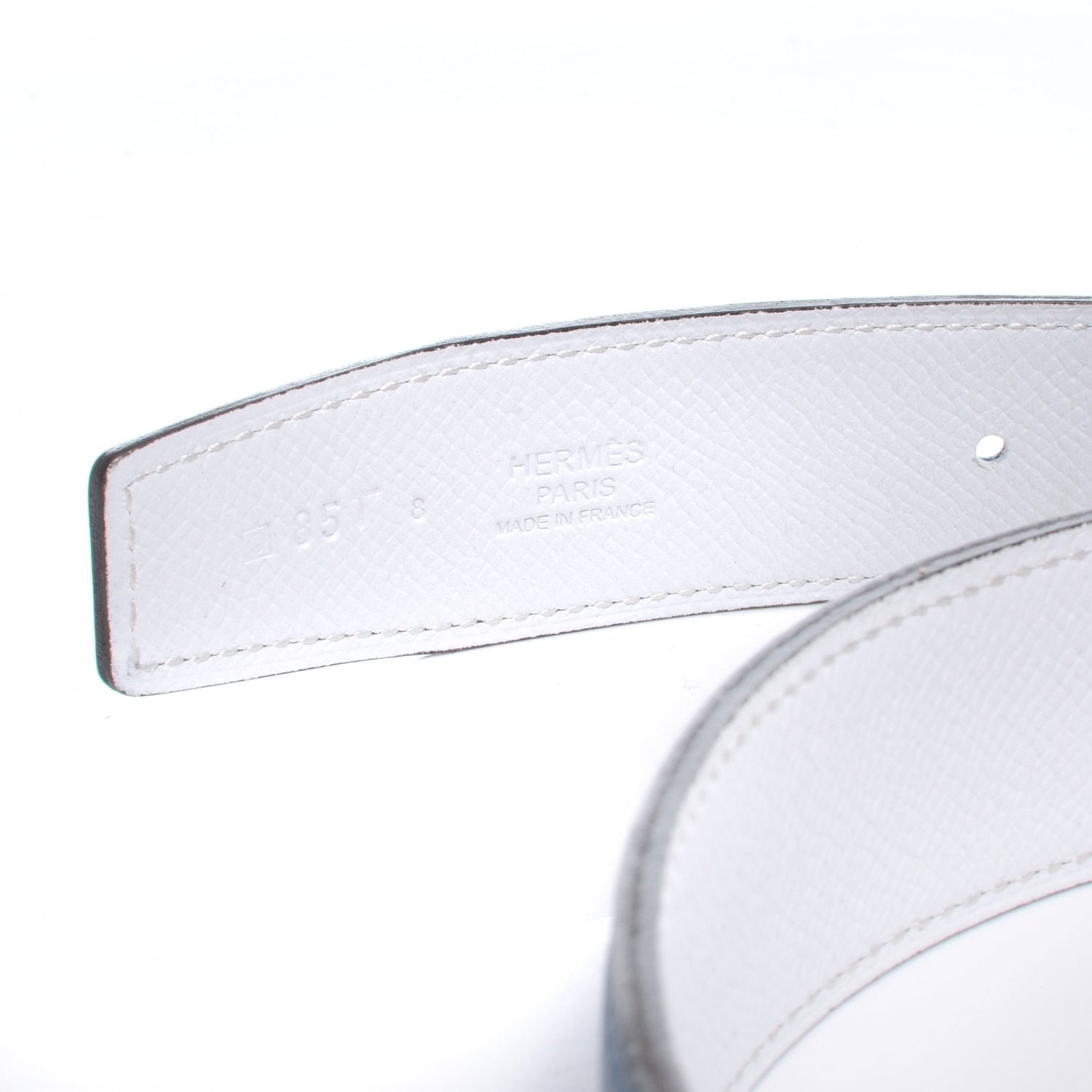 Hermes Swift Epsom Reversible Belt Strap Bleu de Galice and Blanc 85 NEW 3 of 5