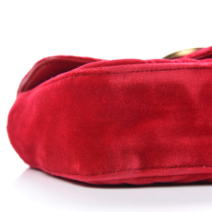 Gucci Velvet Matelasse Mini GG Marmont Shoulder Bag Hibiscus Red 9 of 10